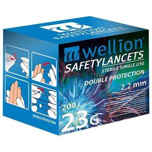 Wellion Safetylancets 23G blodprovstagare stickdjup 2,2 mm blå 200 st produkt bild