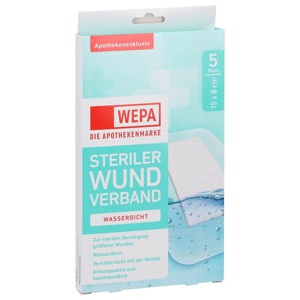 WEPA STERILER WUNDVERBAND WASSERDICHT 15x8 cm 5 St Pflaster Produktbild