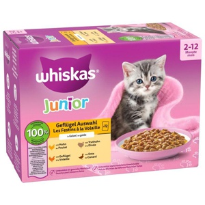 Whiskas Multipack Junior Geflügel Auswahl in Gelee 12 x 85g Produktbild