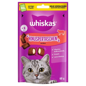 Whiskas Snacks Knuspertaschen Rind 60 g Produktbild