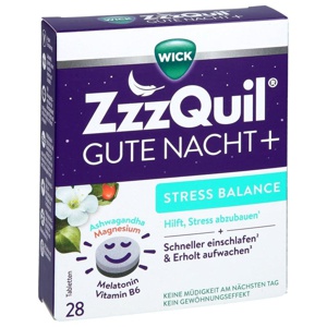 WICK ZzzQuil GUTE NACHT+ STRESS BALANCE 28 St Tabletten Produktbild