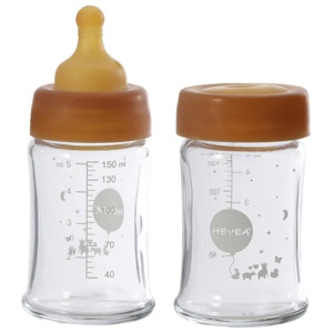 Wide Neck Nappflaska i glas 150 ml 2-pack - Hevea produkt bild
