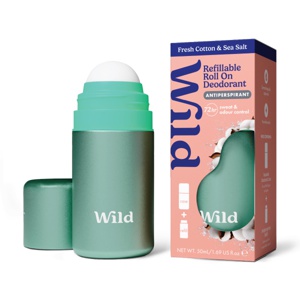 Wild Roll On Antiperspirant Aqua Case Fresh Cotton & Sea Salt Startpakke, 50 ml produktbilde