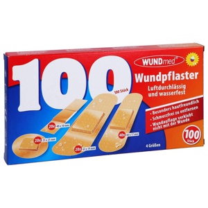 WUNDPFLASTER luftdurchlässig+wasserfest 4 Größen 100 St Pflaster Produktbild