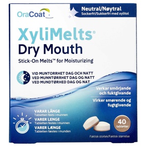 Xylimelts klebetabletter mot munntørrhet nøytral 40 stk produktbilde