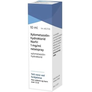 Xylometazolinhydroklorid Norfri 1 mg/ml nesespray 10 ml produktbilde