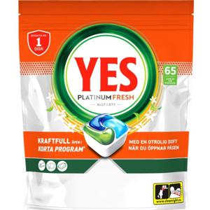 YES Platinum Fresh All In One maskindiskmedel 65 diskmaskinstabletter produkt bild