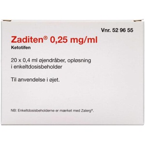 Zaditen 2care4 0,25 mg/g øjendråber enkeltdosis - 20x0,4 ml. produktbillede
