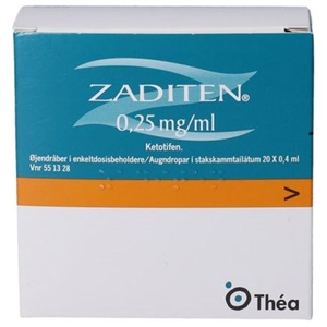 Zaditen øjendråber 0,25 mg/ml enkeltdosisbeholder - 20 x 0,4 ml produktbillede