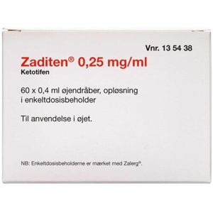 Zaditen 2care4 0,25 mg/g øjendråber enkeltdosis - 60x0,4 ml. produktbillede
