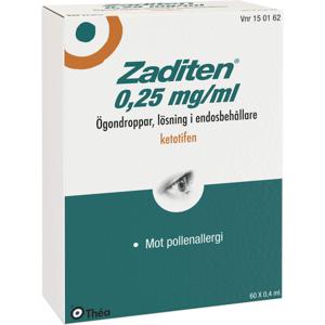 Zaditen ögondroppar lösning i endosbehållare 0,25 mg/ml 60x0,4 ml produkt bild
