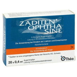 ZADITEN ophtha sine 0,25 mg/ml Augentr.Einzeldos. Produktbild