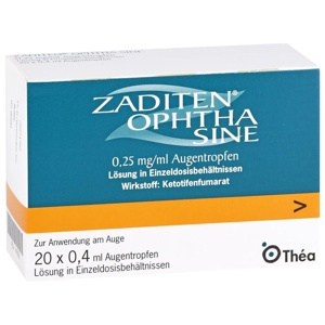 ZADITEN ophtha sine 0,25 mg/ml Augentr.Einzeldos. Produktbild