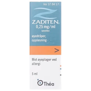 Zaditen Øyedråper 0,25mg/ml, 5 ml produktbilde