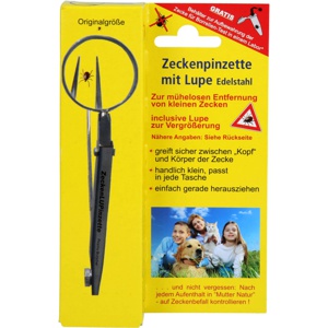 ZECKENPINZETTE Chirurgenstahl mit Lupe Produktbild