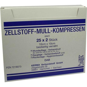 Zellstoff Mullkompressen 10c, 25X2 St Kompressen Produktbild
