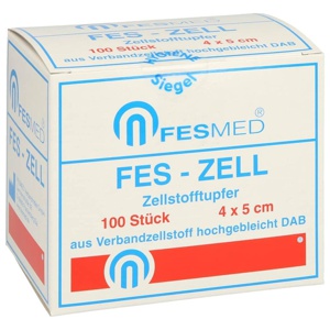 Zellstofftupfer Fes Zell 4x5 cm hochgebleicht 100 Stück Produktbild