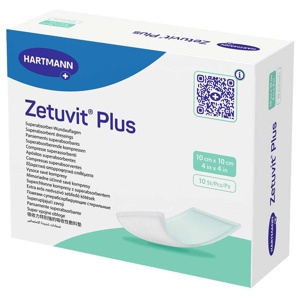 ZETUVIT Plus extrastarke Saugkompr.ste.10x10cm CPC 10 St Kompressen Produktbild