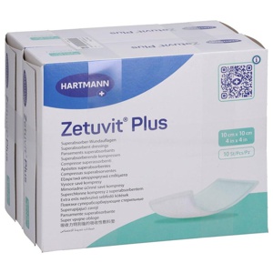 ZETUVIT Plus extrastarke Saugkompr.steril 10x10 cm Produktbild
