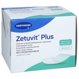 ZETUVIT Plus extrastarke Saugkompr.steril 6x6 cm Produktbild