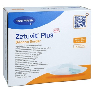 Zetuvit Plus Silicone Border 10x10 cm, 10 St Kompressen Produktbild