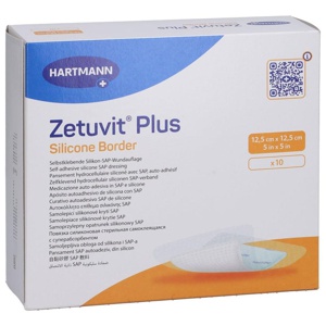 ZETUVIT Plus Silicone Border steril 12,5x12,5 cm Produktbild