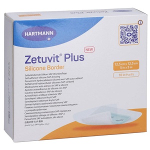 ZETUVIT Plus Silicone Border steril 12,5x12,5 cm Produktbild