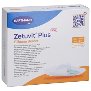 Zetuvit Plus Silicone Border 15x15 cm, 10 St Kompressen Produktbild