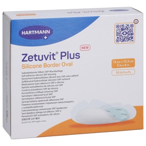 Zetuvit Plus Silicone Border oval 13x15,5 cm, 10 St Kompressen Produktbild