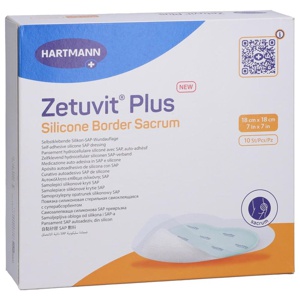 ZETUVIT Plus Silicone Border steril Sacrum 18x18cm Produktbild