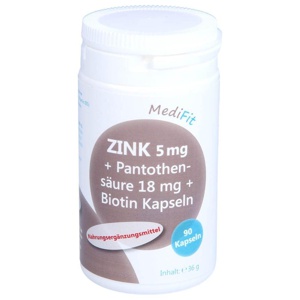 ZINK 5 mg+Pantothensäure 18 mg+Biotin Kapseln Produktbild