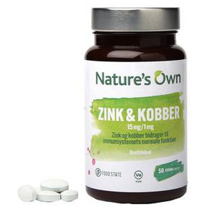 Zink og Kobber Food State - 50 tabletter produktbillede