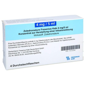 ZOLEDRONSÄURE Fresenius Kabi 4 mg/5 ml K.z.H.e.ILO 4 St Infusionslösungskonzentrat Produktbild