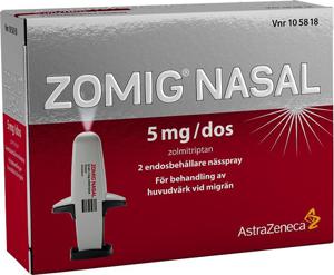 Zomig Nasal, nässpray, lösning 5 mg/dos 2 x 0,1 ml produkt bild