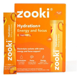 Zooki Hydration+ Energy & Focus, Peach Flavour - 30 Sachets product image