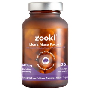 Zooki Liposomal Lions Mane Mushroom 600mg Capsules - 30 Day Supply product image