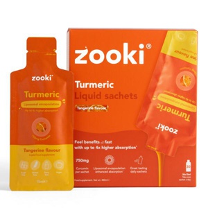 Zooki Liposomal Turmeric 750mg Curcumin Tangerine Flavour - 30x15ml Liquid Sachets product image