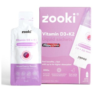 Zooki Liposomal Vitamin D3 + K2 3,000iu, Mixed Berry Flavour - 14x10ml Liquid Sachets product image