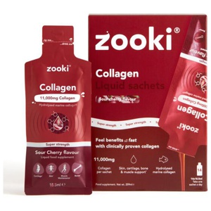 Zooki Super Strength Marine Collagen 11,000mg, Sour Cherry Flavour - 14x18.5ml Liquid Sachets product image