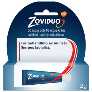 Zoviduo, kräm 50 mg/g + 10 mg/g, 2 g produkt bild