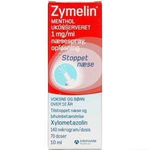 Zymelin Næsespray Menthol Ukonserveret 1 mg/ml 10 ml produktbillede