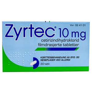 Zyrtec 10 mg tabletter 30 stk produktbilde