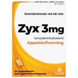 Zyx 3 mg sugetabletter appelsin/honnning 20 stk produktbilde