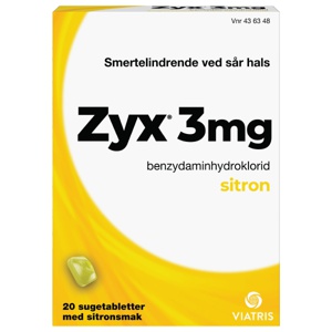 Zyx 3 mg sugetabletter sitron 20 stk produktbilde